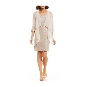 R & M COLLECTION Womens Beige Cuffs Open Front Waterfall Cardigan 14